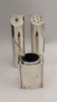 A Silver salt and pepper pot hallmarked London 1994 together with a matching mustard pot, total