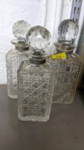 Three whisky decanters with nickel plated locks, Location