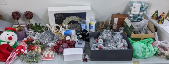 A selection of Christmas decorations to include Georg Jensen December Tales ornaments, LED village