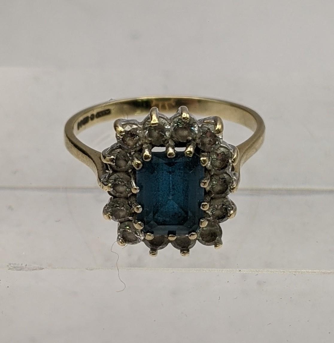 A 9ct gold and diamond floral cluster ring, along with a 9ct gold blue Zircon style ring, with a - Image 4 of 4