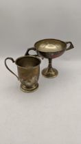 A silver trophy cup hallmarked Birmingham 1924, together with a silver cup hallmarked Chester, total