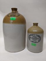 Two Hewitt, Waltham St Lawrence flagons - 2 gallon and 1/2 gallon examples