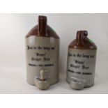 Two Nicholson, Maidenhead tap jar flagons -'Best In The Lond Run'