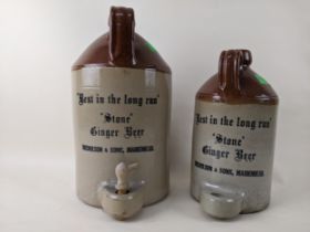 Two Nicholson, Maidenhead tap jar flagons -'Best In The Lond Run'