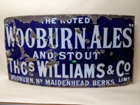 BREWERIANA INTEREST: Rare Williams, Wooburn Green brewery advertising enamel sign, 60" x 30"