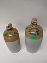 Two scarce Nicholson, Maidenhead flat sided flagons, 1 gallon and 1/2 gallon