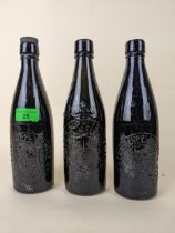 Three scarce Herbert's Supply Stores, Eton beer bottles embossed with a coat of arms (two variants)