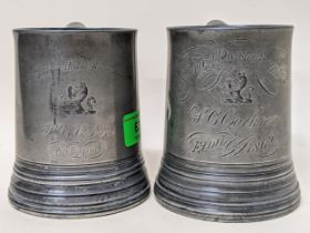 1861 and 1862 Eton College pewter tankards