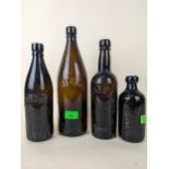 Three Hawards, Windsor beer bottles and a rare black glass Neville Reid ginger beer bottle