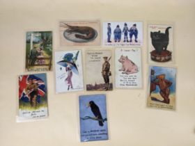 Ten humorous and military related postcards from Maidenhead and Wooburn Green