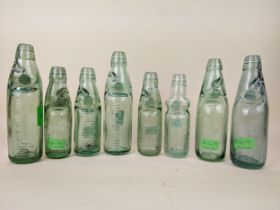 Group of Nicholson, Maidenhead mineral water bottle variants to include Codds and Hamiltons