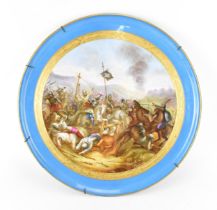 A large Sevres porcelain wall hanging charger, with hand painted central scene depicting the