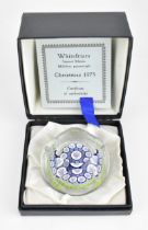 A limited edition Whitefriars 1975 Christmas paperweight, designed by Geoffrey Baxter, Host of