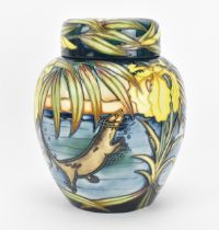 A Moorcroft pottery 'Otters' ginger jar designed by Sian Leeper, 2004, shape 48/150, limited edition