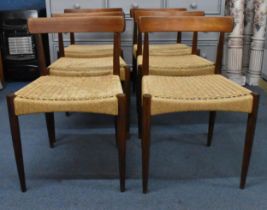 A set of six Scandinavian caned chairs designed by Arne Hovmand-Olsen for Mogens Kold