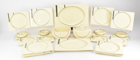 An Art Deco Clarice Cliff ''Biarritz'' dinner service, comprising two platters, six dinner plates,