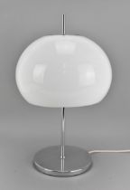 A mid-century Guzzini Style 'Mushroom' Table Lamp, circa 1970s, with white plastic shade, on a