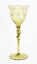 James Powell and Sons for Whitefriars- a stemmed liqueur glass, early 20th century, with etched