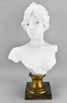 Emmanuel Villanis (1858-1914) French parian bust of 'Tanagra', in the Art Nouveau taste, the