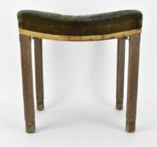 A George VI limed oak upholstered coronation stool, by Waring and Gillows, with green velvet