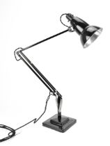 A Herbert Terry anglepoise lamp, model 1227 in black painted metal, of hinged and rotating form,