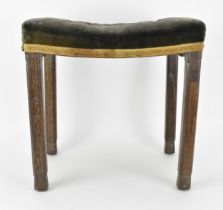 A George VI limed oak upholstered coronation stool, by Waring and Gillows, with green velvet