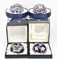 A Collection of four Whitefriars commemorative millefiori paperweights, for Queen Elizabeth II's