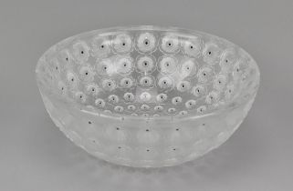A post-war Lalique 'Nemours' frosted glass bowl, circa 1945-1977, pattern 11010, of circular form