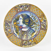 An Italian renaissance style maiolica tin-glaze lustre charger, in the manner of Deruta, with