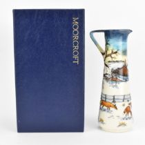 A Moorcroft pottery 'Woodside Farm' pattern jug designed by Angela Davenport, 1999, designed with