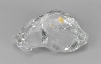 A Whitefriars glass culett in flint, of freeform, with label, 22 cm wide