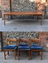 A mid century Swedish teak extending dining table by Nils Jonsson for Troeds, of d-ended rectangular