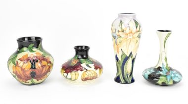 A small group of Moorcroft pottery, to include a 'Windrush' pattern vase designed by Debbie Hancock,