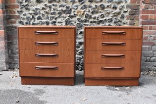 A pair of mid century teak Fresco chest of drawers by G-plan, with four graduated drawers, 76 cm