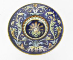 An Italian maiolica tondino by Ginori, painted with classical cornucopias, acanthus leaves and