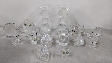 A selection of Swarovski crystal ornaments to include a swan, elephant, owl and others Location: