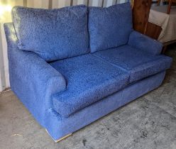 A modern blue upholstered sofa bed 94cm h x 168cm w Location: