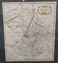 A late 17th century Robert Morden map of Cambridgeshire, 36cm x 43cm, framed Location: