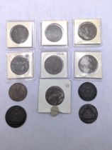 A collection of George III late 18th century Masonic tokens to include 1790 Prince of Wales and 1795