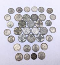 A group of pre-1947 Florins, shillings and sixpence, 270g Location: