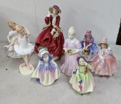 Mixed figurines to include Coalport flower girl, Royal Doulton Lily 1798, Royal Doulton Monica