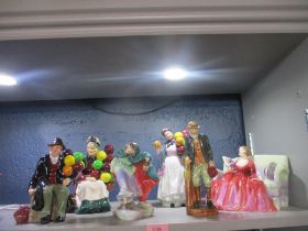 A group of six Royal Doulton porcelain figurines compromising Sweet and Twenty HN1298, The Gaffer
