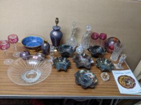 A mixed lot of ceramics and glassware to include a collection of Atkinson-Jones lustre ware studio