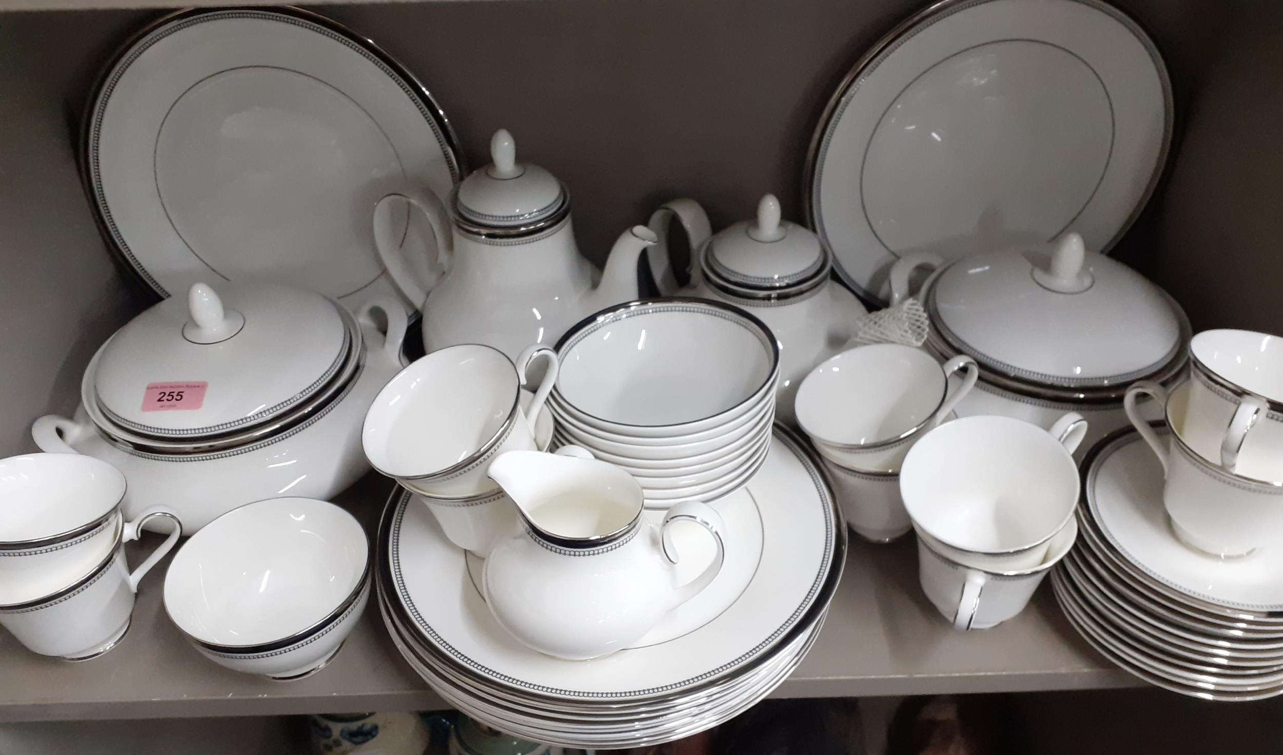 A Royal Doulton 'Sarabande' part dinner and tea service having a white ground with silver coloured - Image 2 of 3