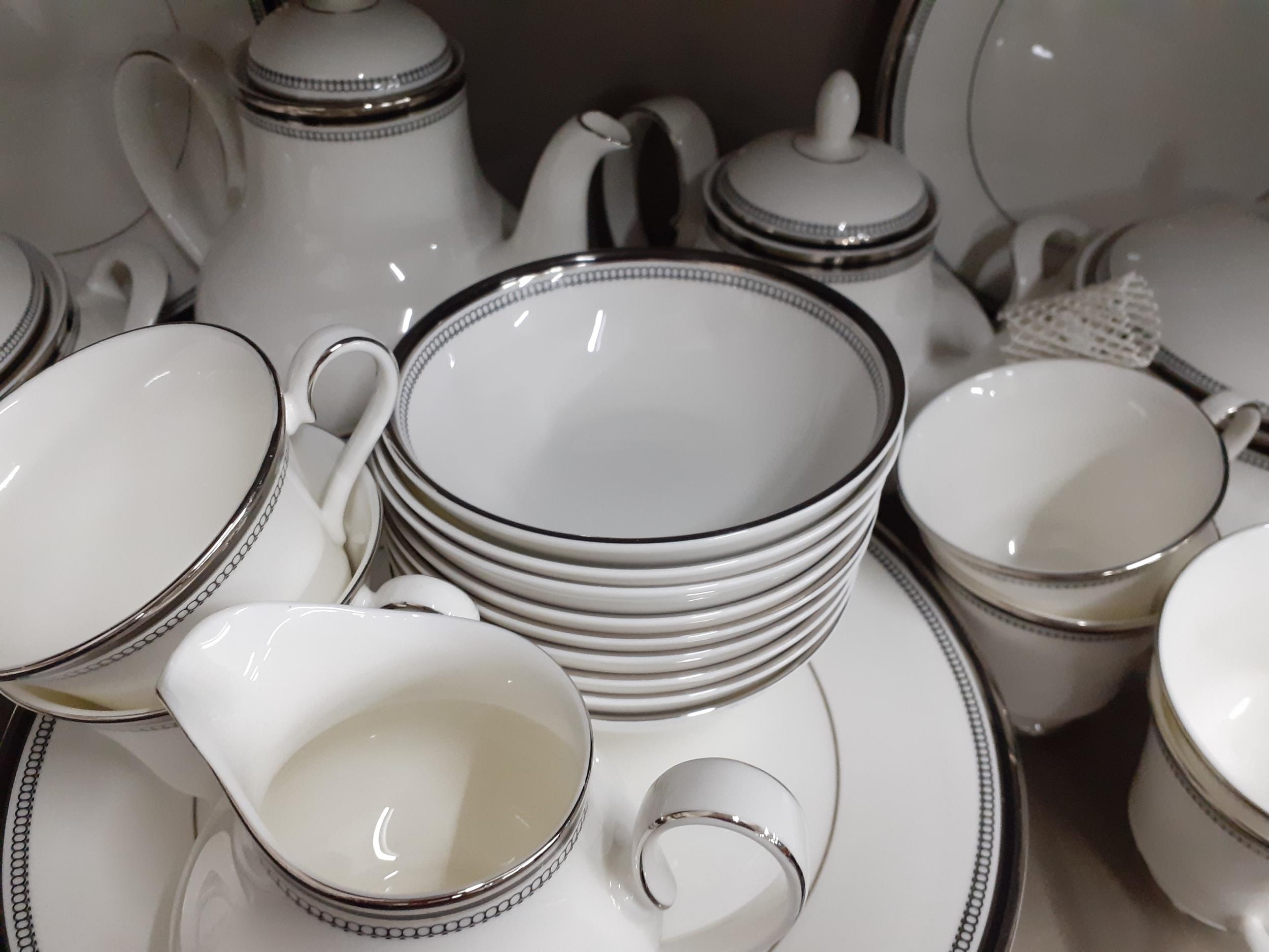 A Royal Doulton 'Sarabande' part dinner and tea service having a white ground with silver coloured - Image 3 of 3