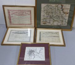 A 17th/18th century Christopher Saxton & William Kip map of Northamptonshire together with a map