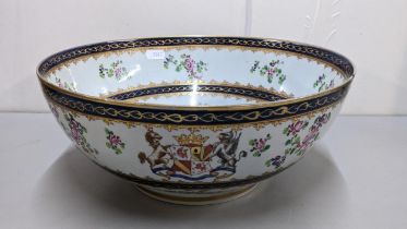 A 19th century Samson punch bowl decorated in the Chinese armorial style, 12.5cm h x 30cm w