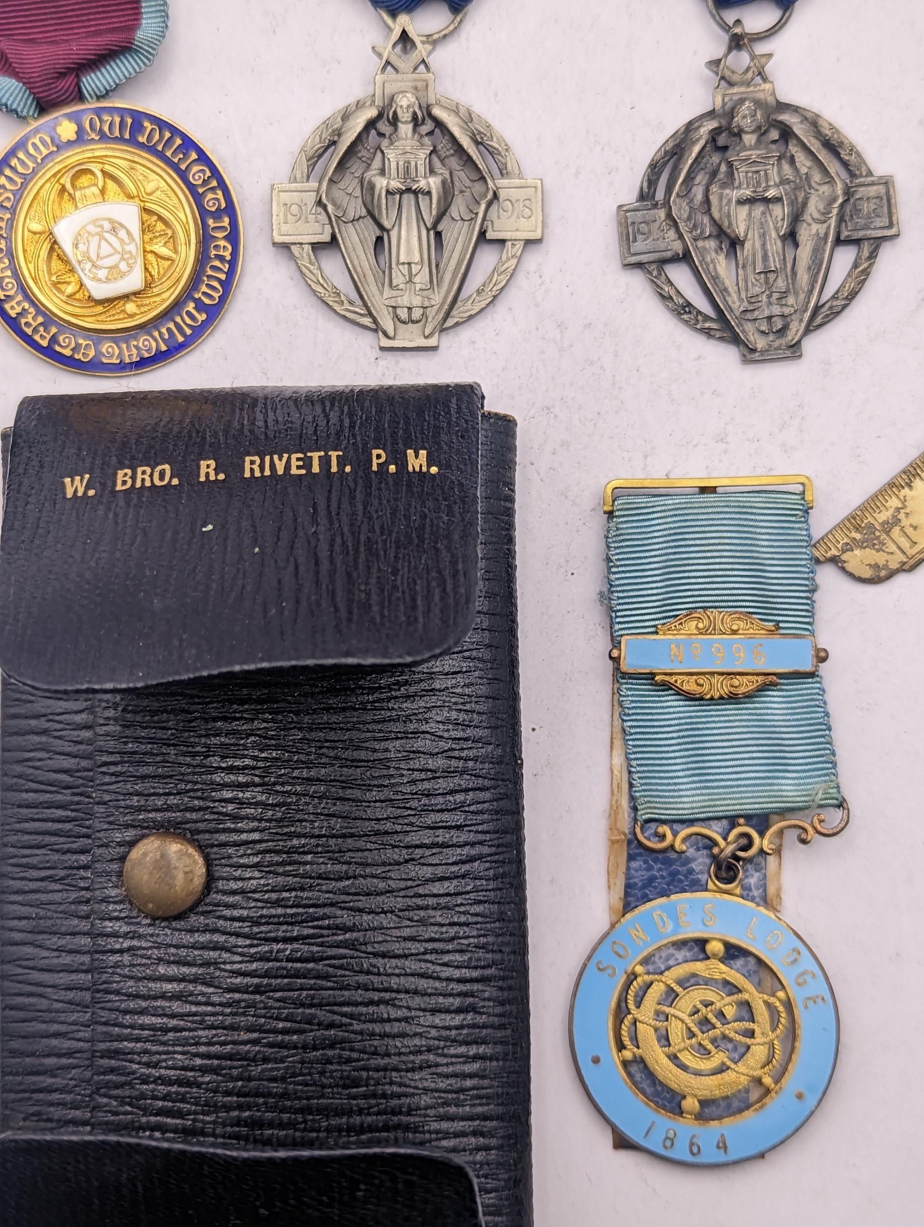 A collection of silver gilt and enamel Masonic medals to include 1914-1918 examples, Steward and - Image 5 of 7