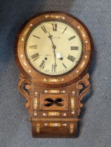A William IV Rosewood and mother of pearl inlay 8-day drop dial clock Location: