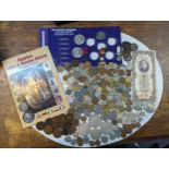 Mixed coins from around the world to include British Victorian and later pennies, USA,